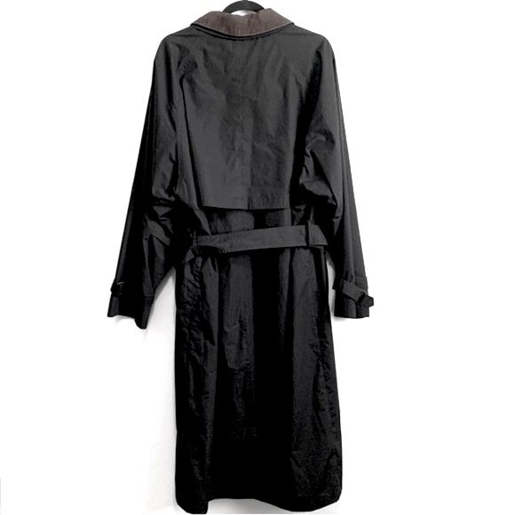 Towne by London Fog Long Black Trench Coat - Picture 2 of 10